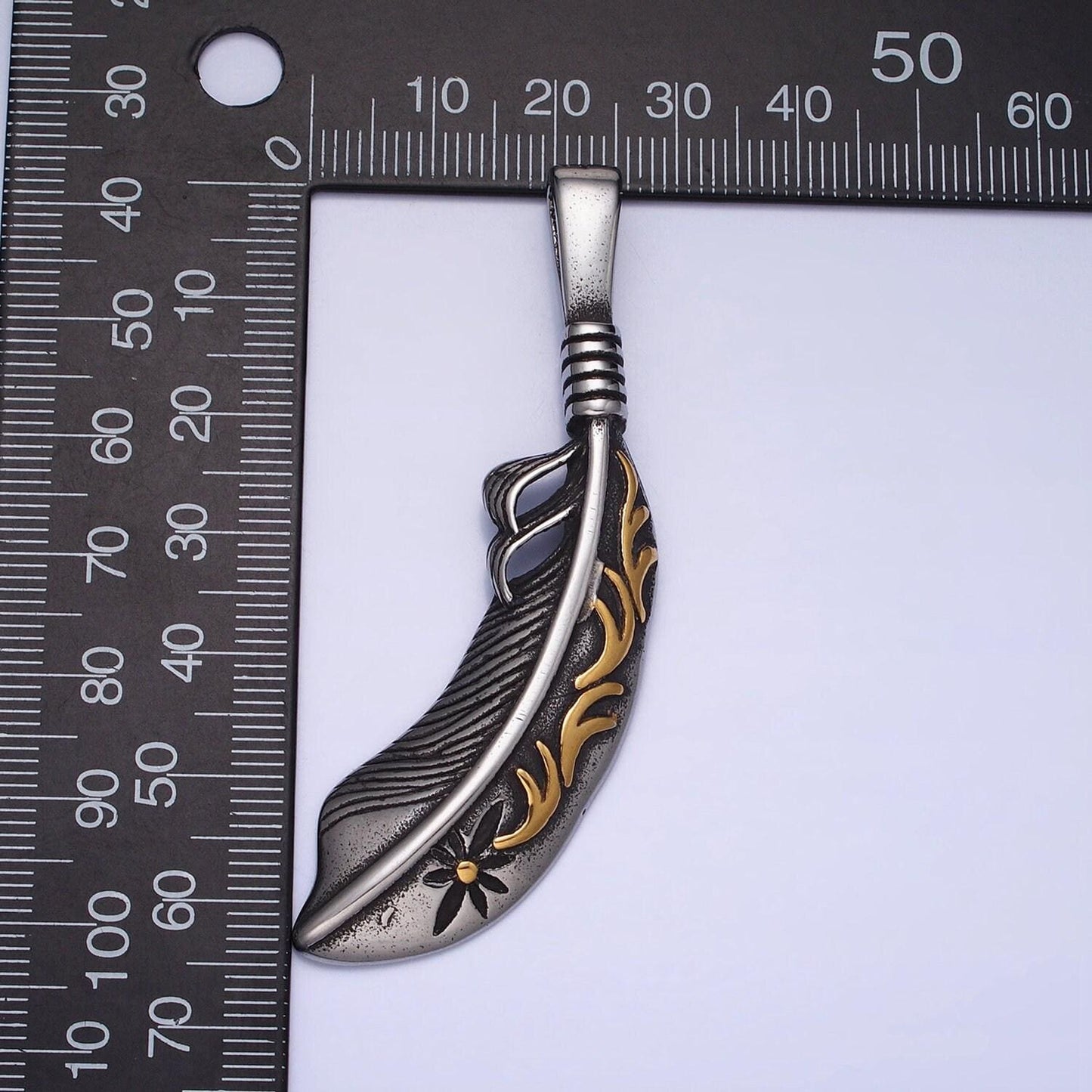 Silver gold stainless steel feather pendant indian tribe men leaf charms for jewelry making lead nickel free tarnish free | j-809
