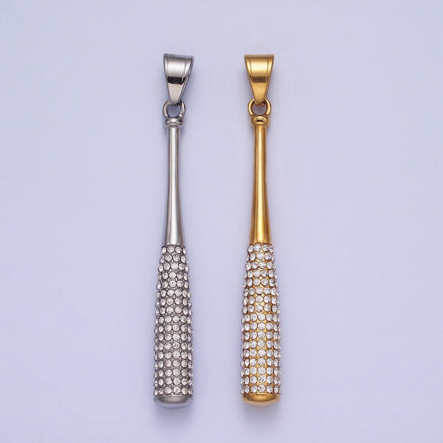 Stainless steel baseball bat pendant micro pave gold baseball charms 3d pendants j763 j771