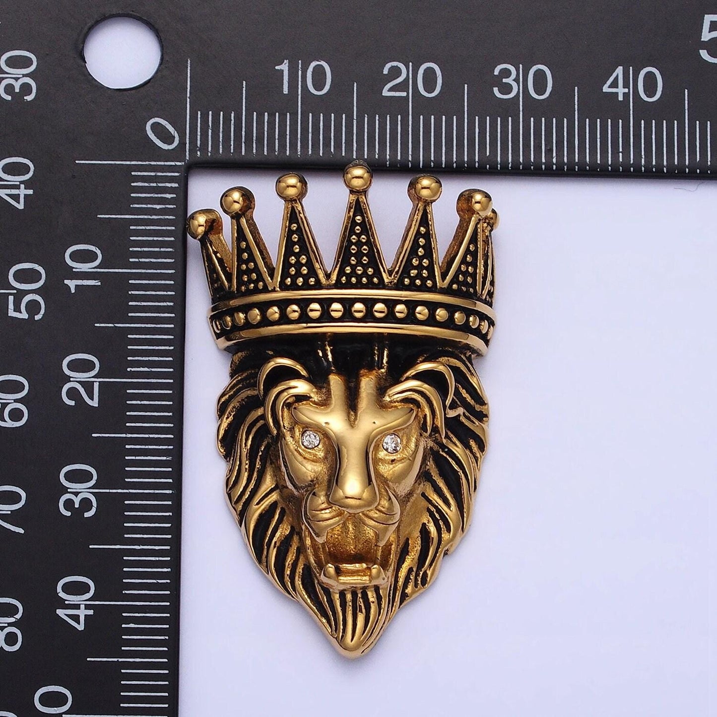 Stainless steel lion with crown pendant, heavy bold statement lion king head pendant, leo horoscope necklace charm hip hop j761