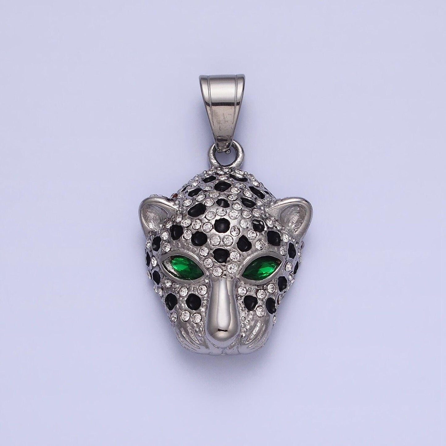 Stainless steel leopard pendant woman men hip hop jewelry gold animal cat statement charms micro pave 3d pendants j755 j758