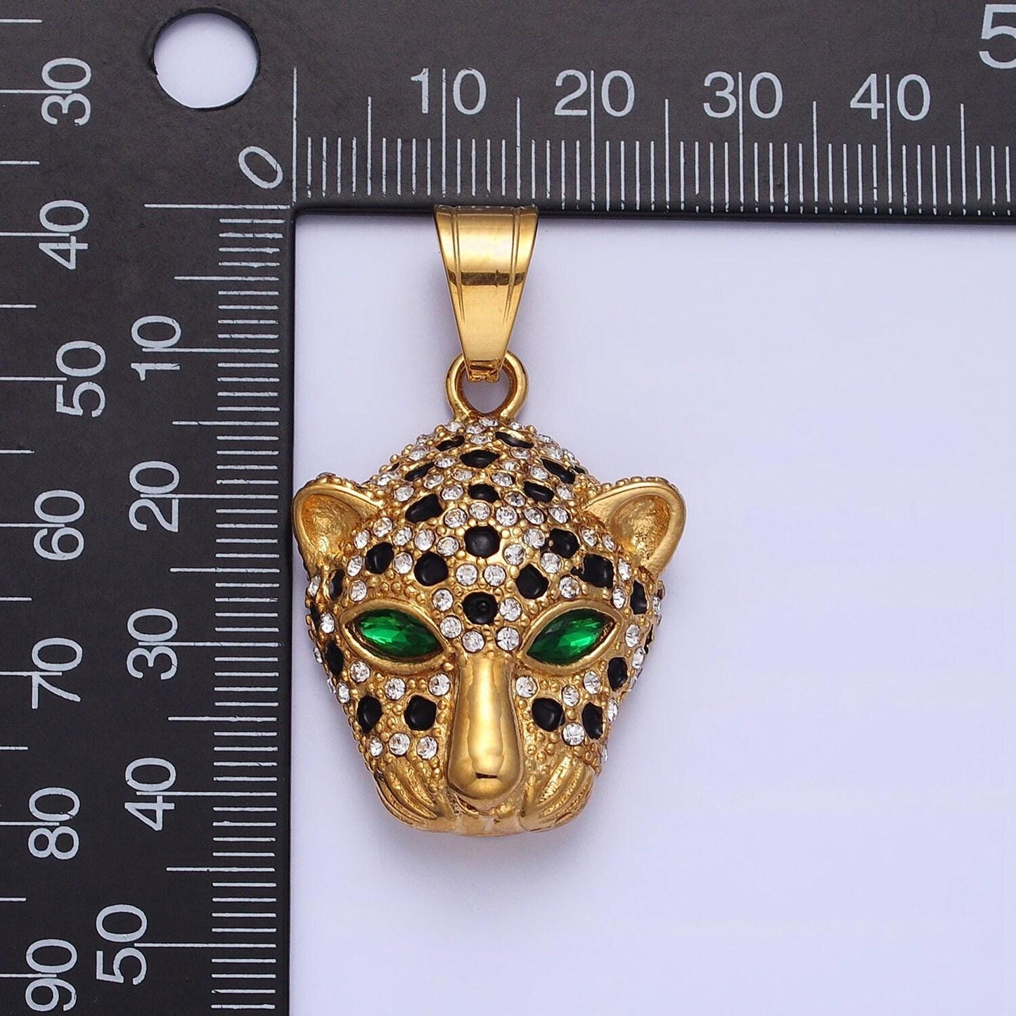 Stainless steel leopard pendant woman men hip hop jewelry gold animal cat statement charms micro pave 3d pendants j755 j758