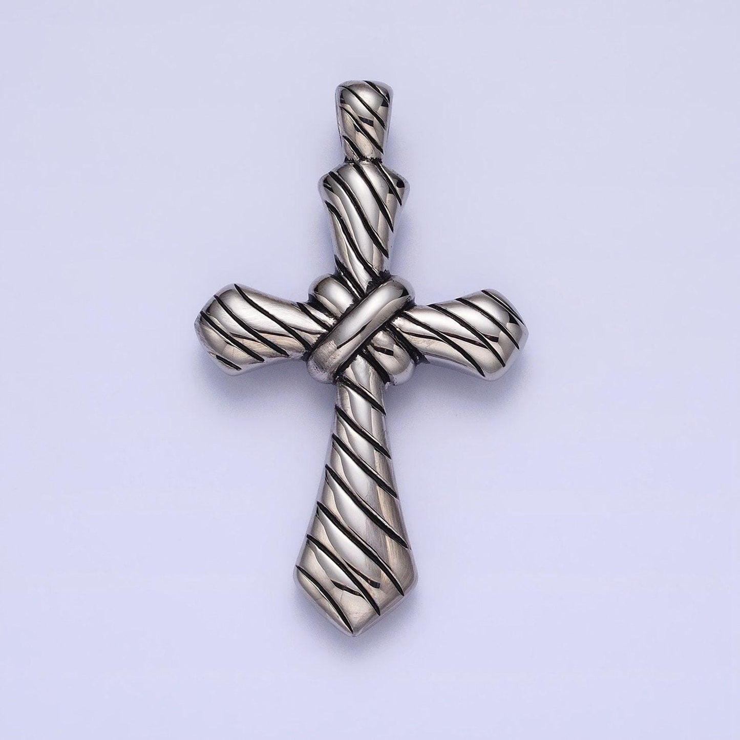 Stainless steel religious charm men line-textured tie pendant in gold & silver for priest gift idea christian catholic jewelry | j730 j739
