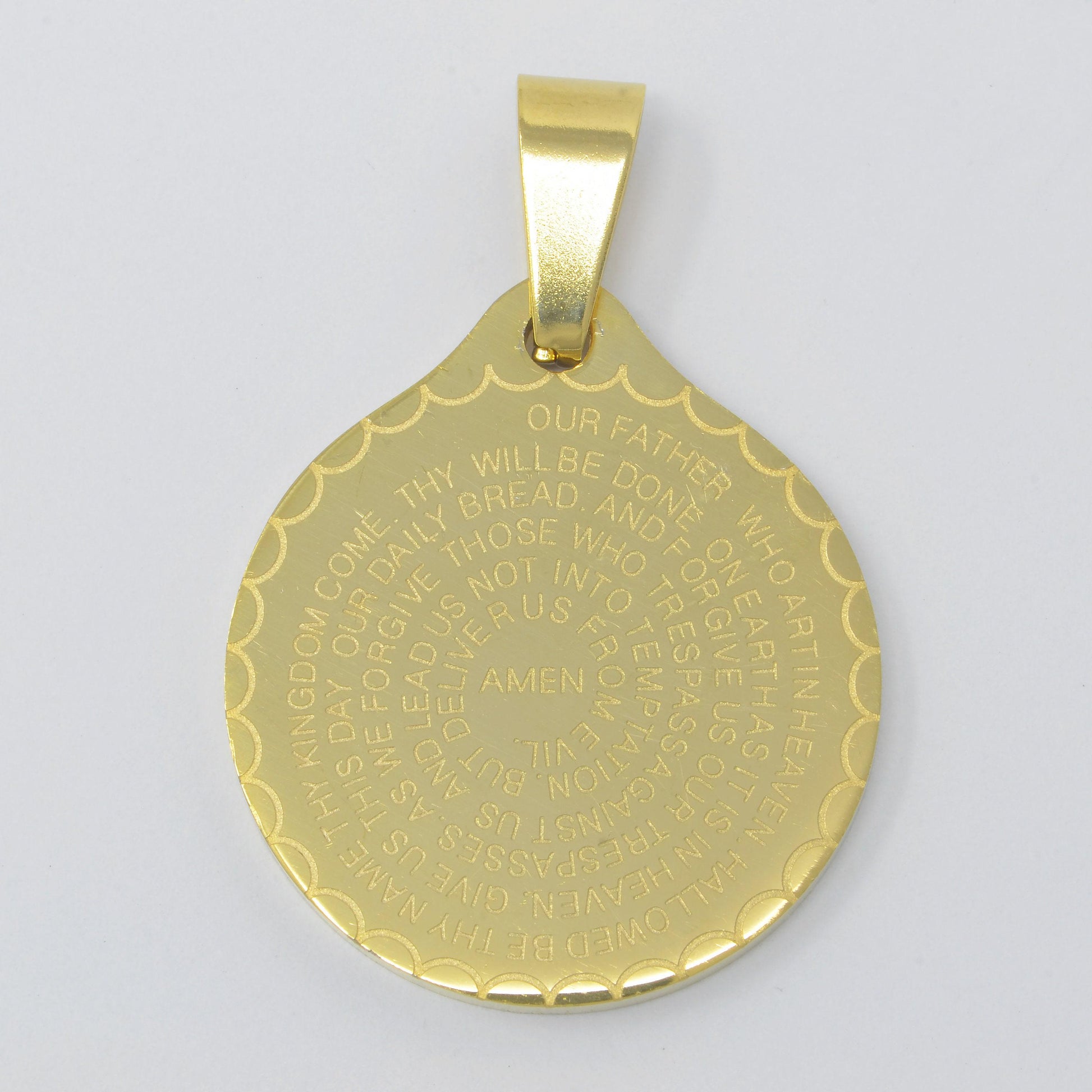 24k gold filled double sided serenity & lord's prayer stainless steel medallion pendant | j-769 j-314 j-727 j-768