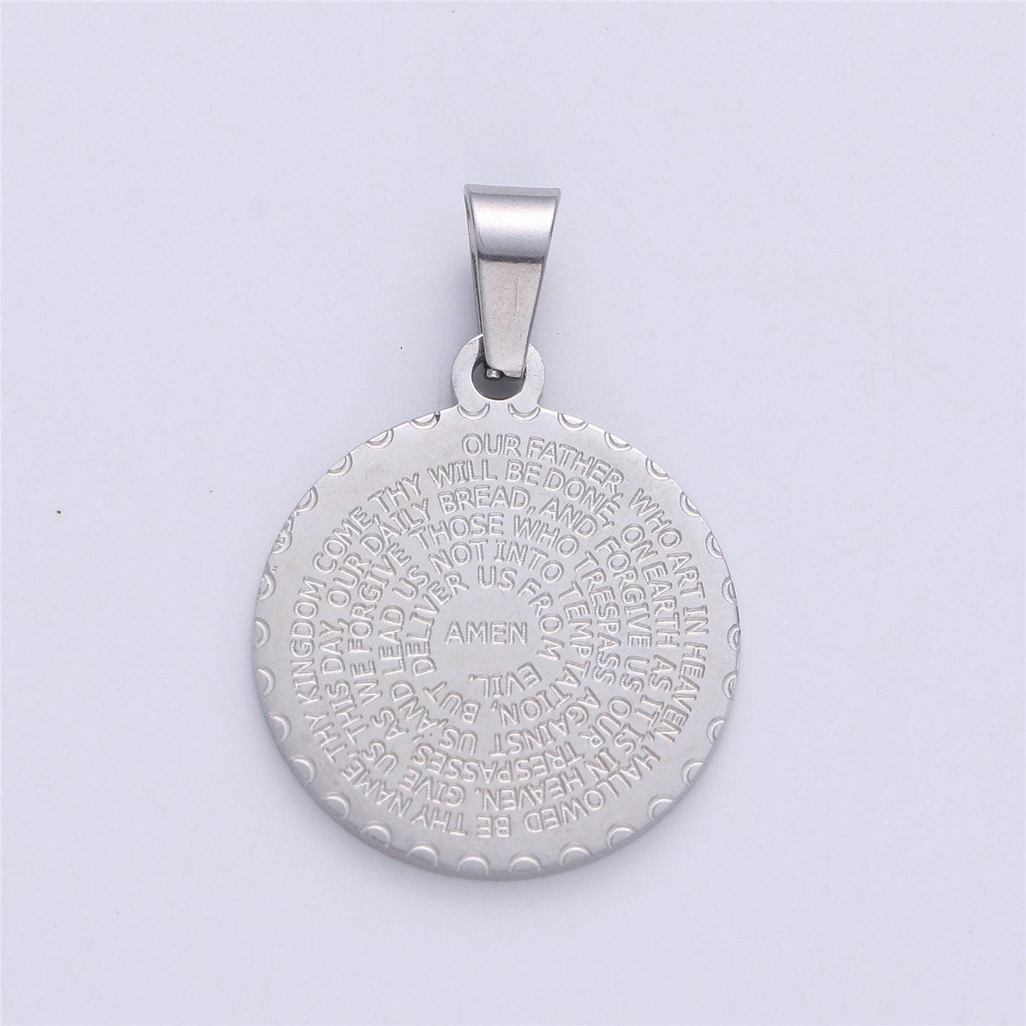 24k gold filled double sided serenity & lord's prayer stainless steel medallion pendant | j-769 j-314 j-727 j-768