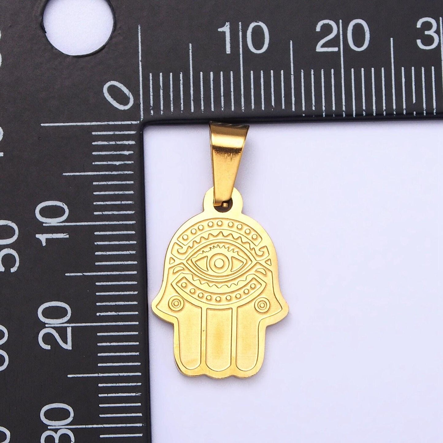 Gold hand of hamsa necklace pendant evil eye charm• good luck charm • religious necklace • protection amulet jewelry making j700