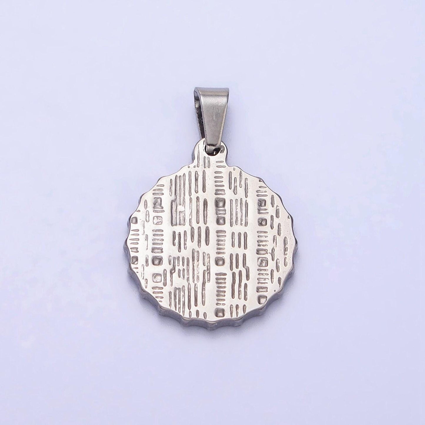 Stainless steel green, blue evil eye white enamel round textured pendant in gold & silver | j683 j686 j689 j698