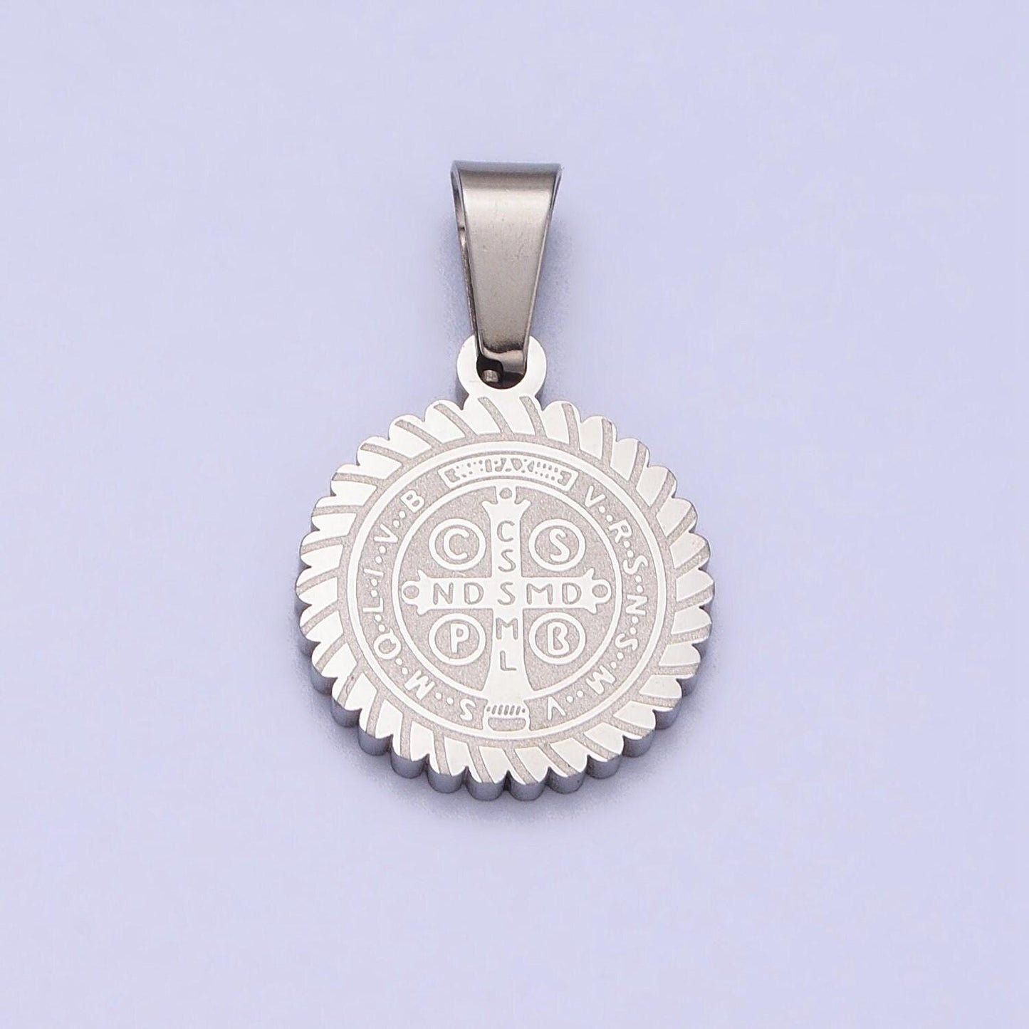 Dainty st benedict medal stainless steel gold religious pendant men women, saint benedict pendant charm double sided j664