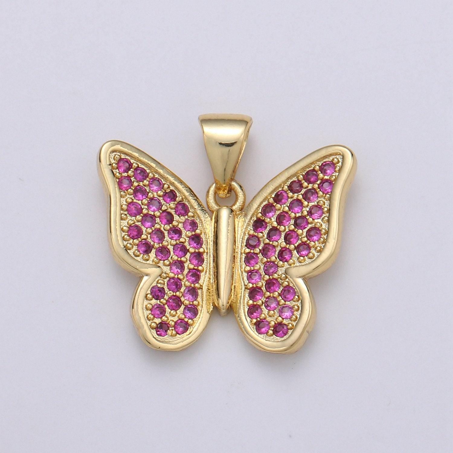 1pc gold micro pave cz butterfly pendant charm, micro pave cz butterfly pendant charm, gold filledcluster cz pendant j-63,j-64,j65