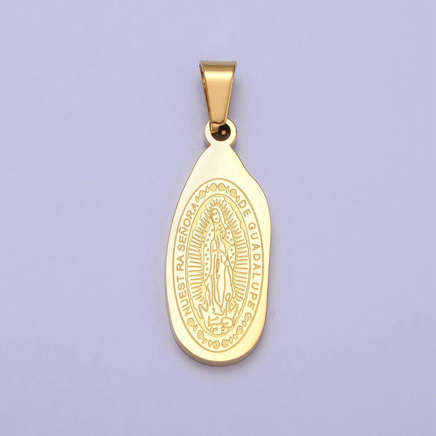 Gold virgin mary lady guadalupe statement religious jewelry unisex pendant stainless steel medallion pendant j613