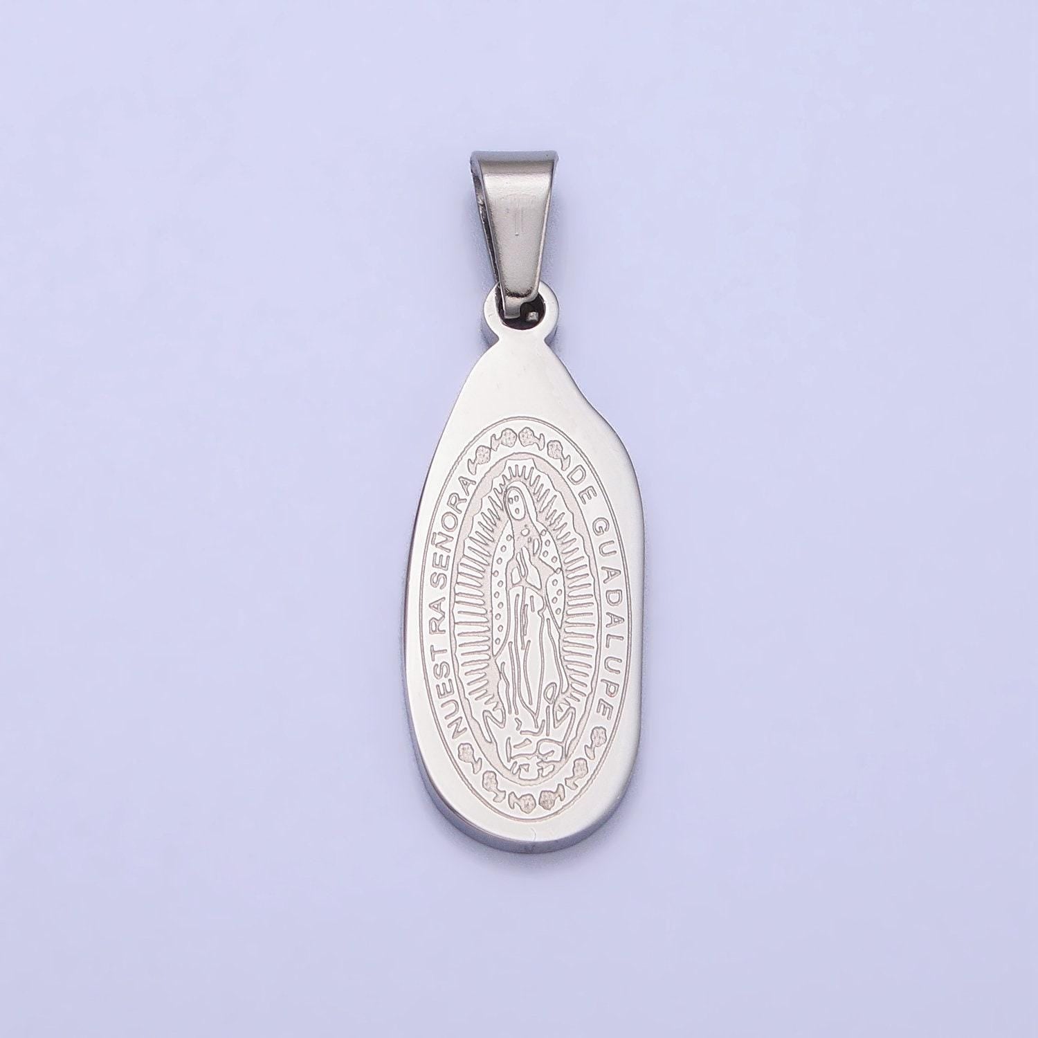 Gold virgin mary lady guadalupe statement religious jewelry unisex pendant stainless steel medallion pendant j613
