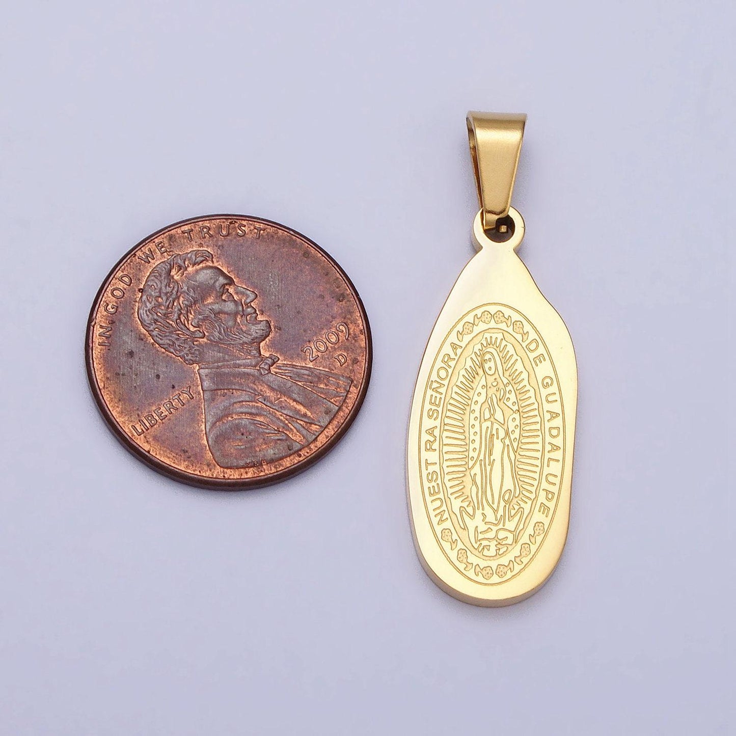 Gold virgin mary lady guadalupe statement religious jewelry unisex pendant stainless steel medallion pendant j613