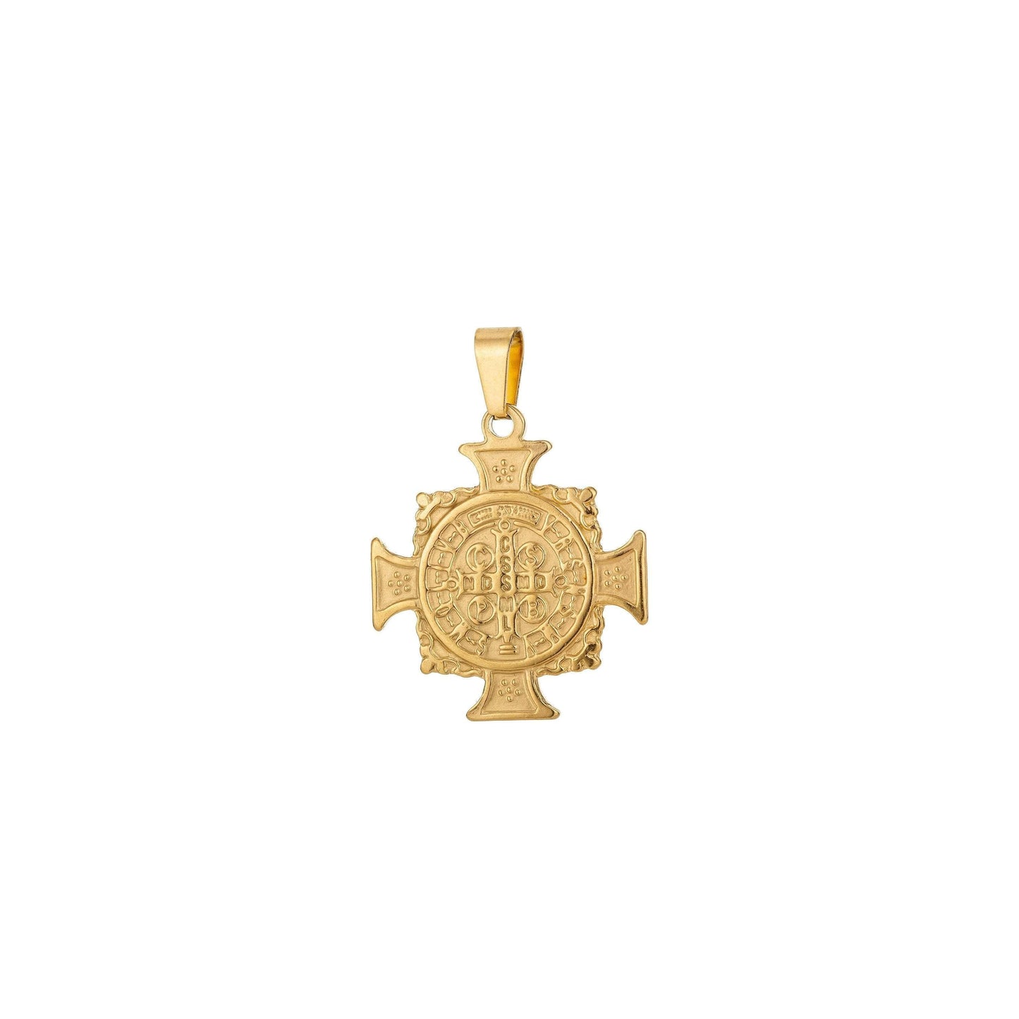 Double sided gold filled saint benedict cross charm medallion antiquity statement pendant for religious necklace jewelry making,j-554,j-608