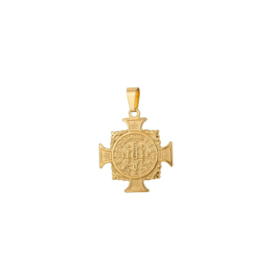 Double sided gold filled saint benedict cross charm medallion antiquity statement pendant for religious necklace jewelry making,j-554,j-608
