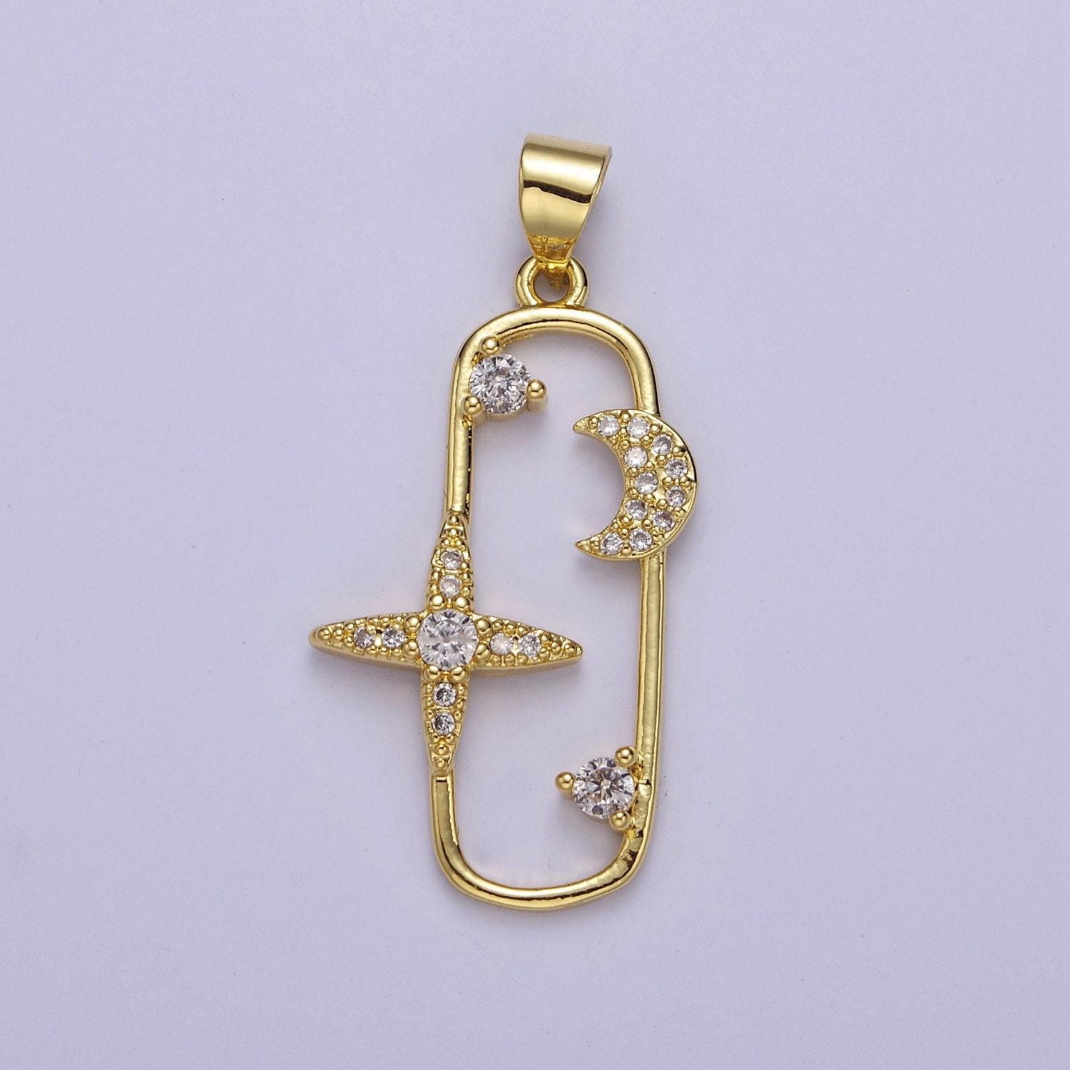 Star and moon charms - space charms - galaxy pendant - celestial jewelry j-512