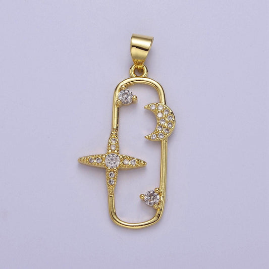 Star and moon charms - space charms - galaxy pendant - celestial jewelry j-512