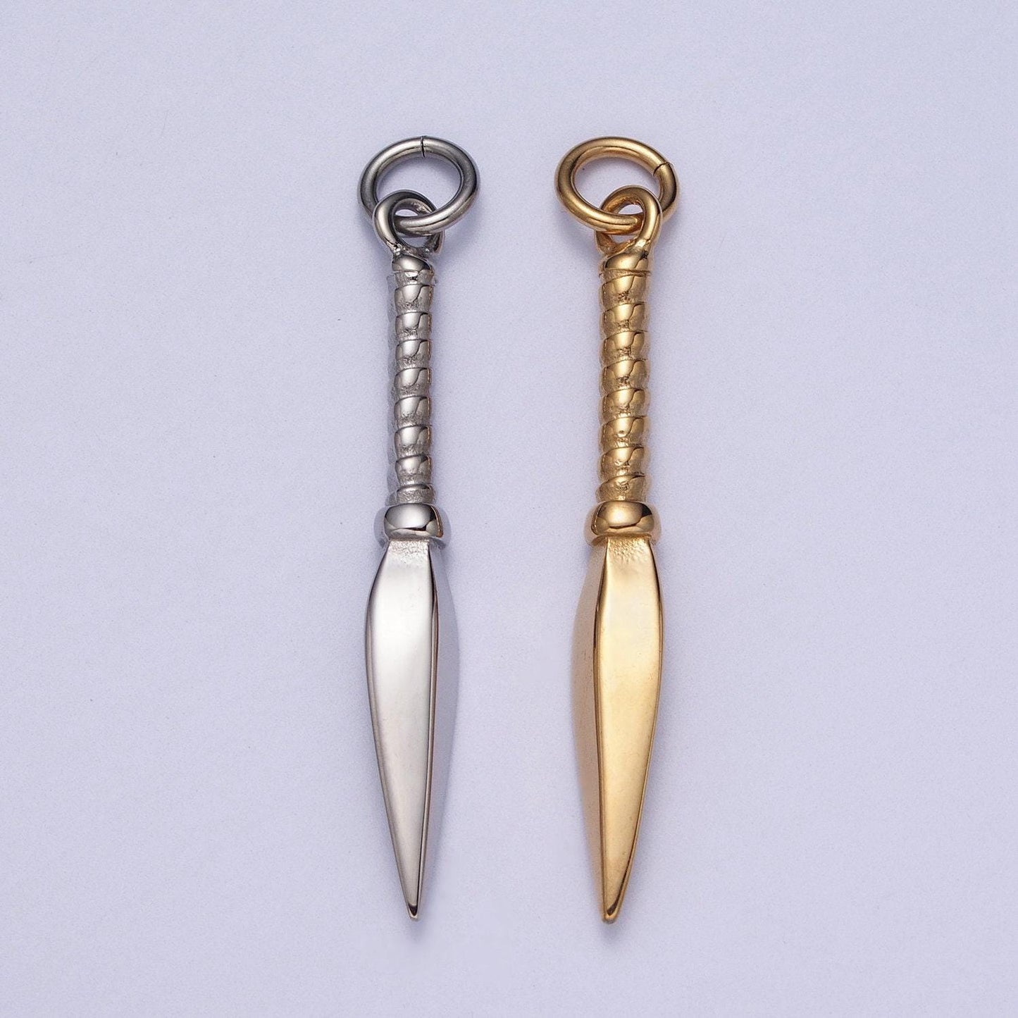 Dainty sword pendant in gold / silver small dagger amulet spear knife add on charm for diy fashion charm necklace bracelet earring j464