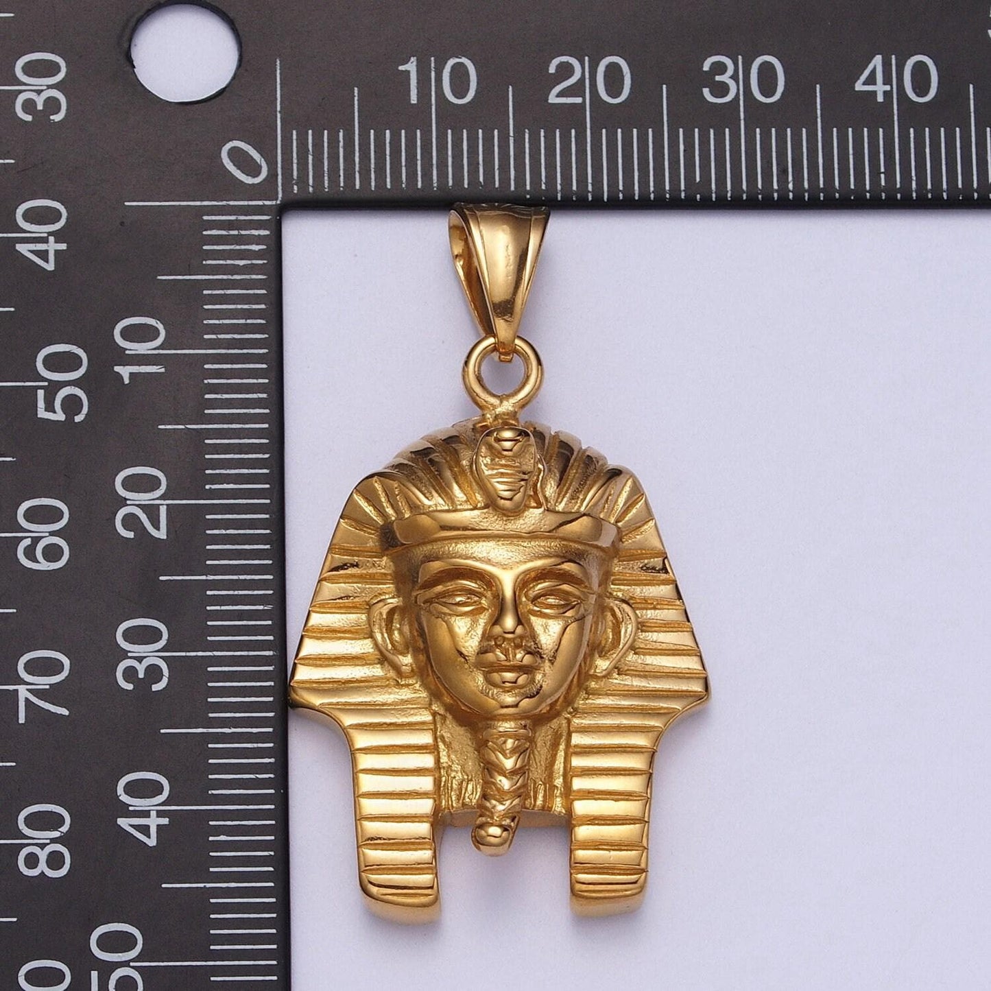 Gold pharaoh head pendant big heavy hard egyptian king tut necklace charm for jewelry making supply j448