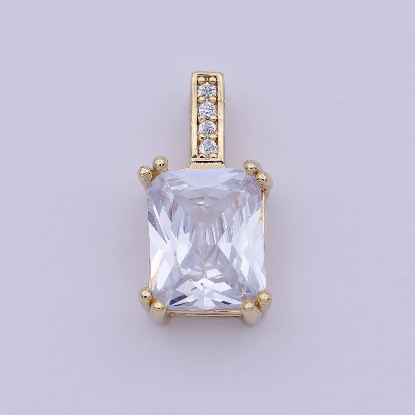 Unique emerald cut solitaire pendant necklace square cz diamond charm for bridal wedding necklace dainty necklace j-449