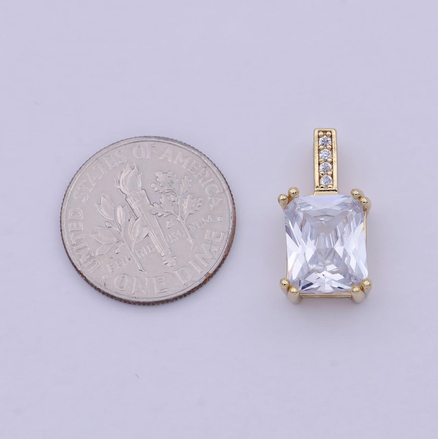 Unique emerald cut solitaire pendant necklace square cz diamond charm for bridal wedding necklace dainty necklace j-449