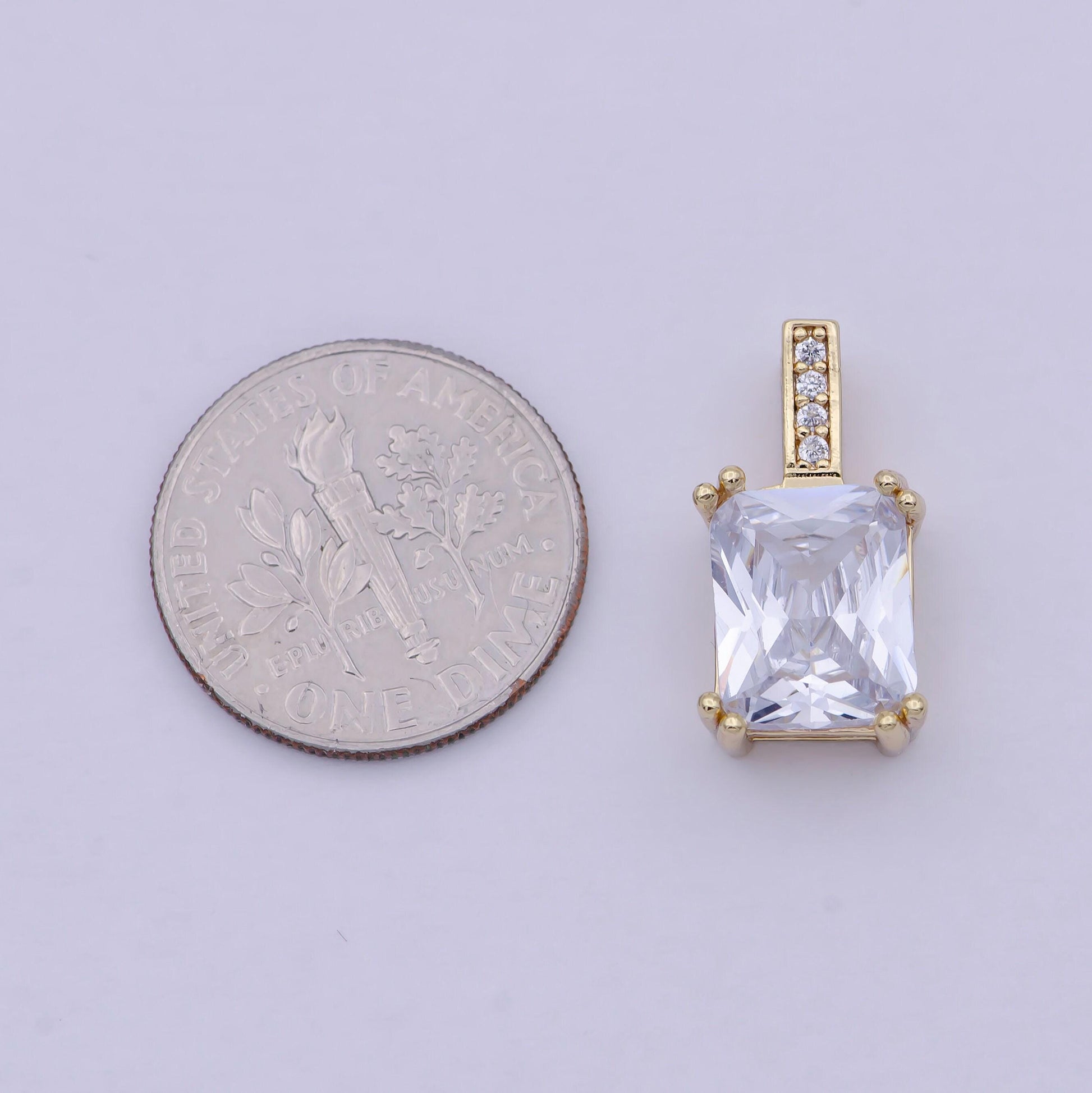 Unique emerald cut solitaire pendant necklace square cz diamond charm for bridal wedding necklace dainty necklace j-449