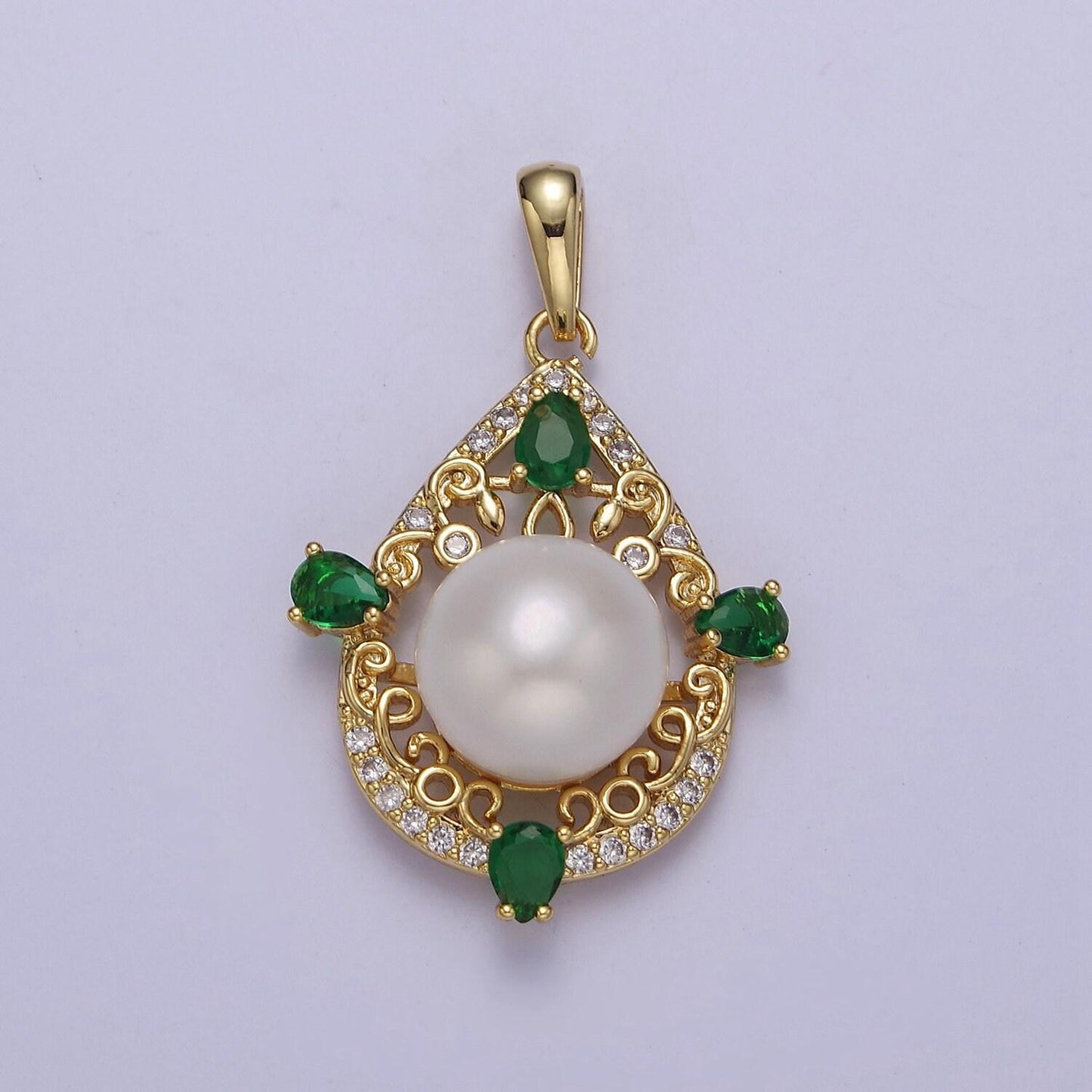 Dainty tear drop vintage style pearl charm for bracelet necklace component j-446