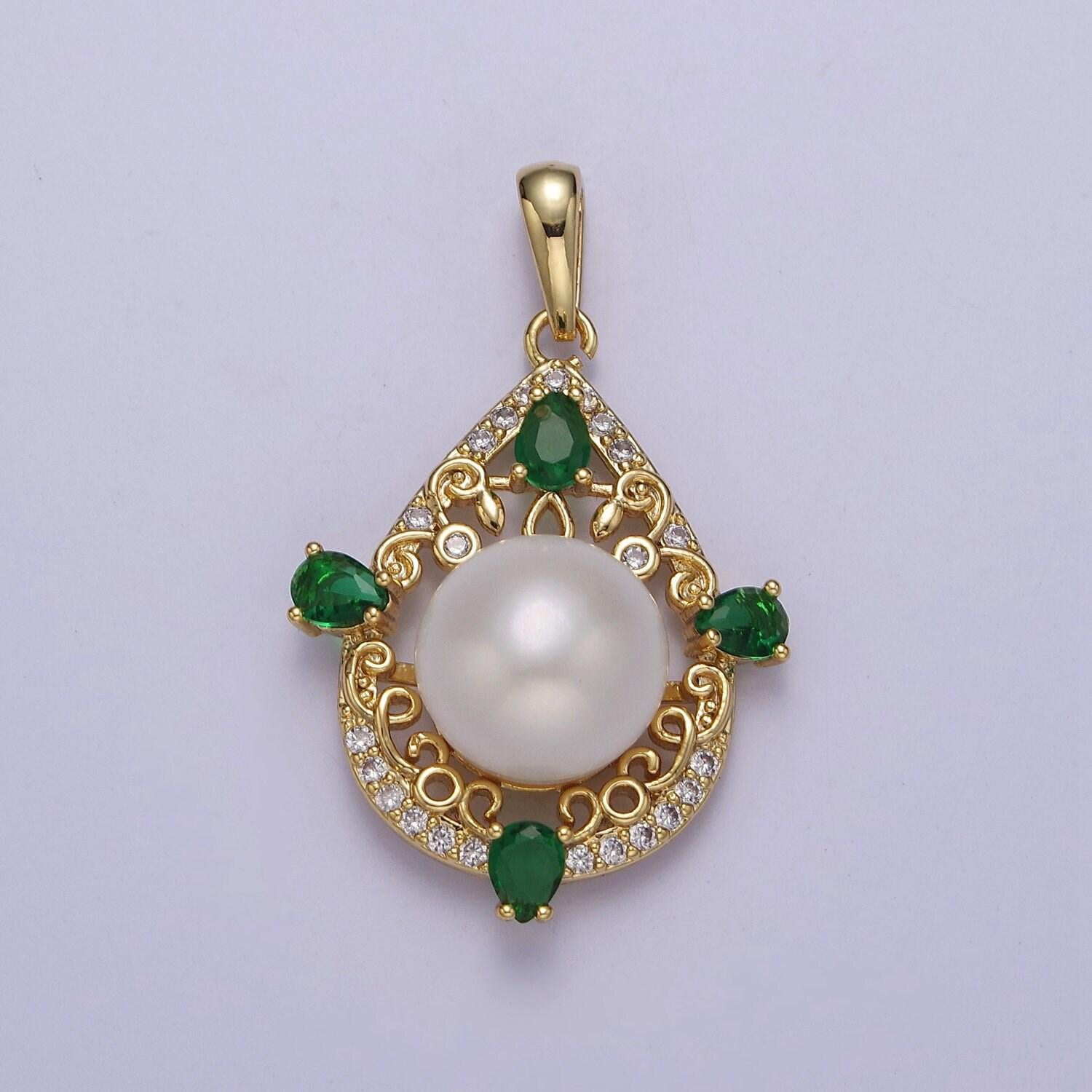 Dainty tear drop vintage style pearl charm for bracelet necklace component j-446