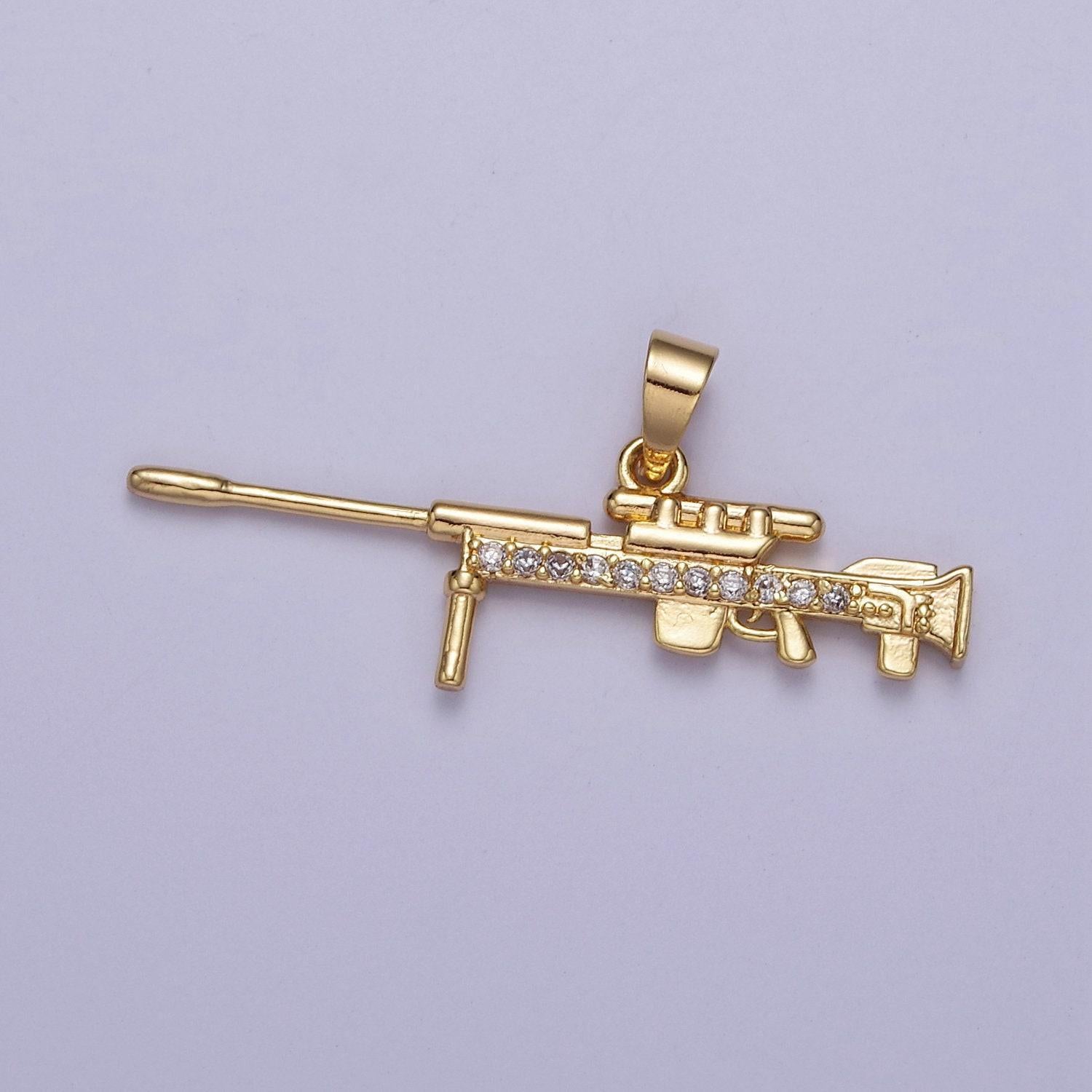 Gold sniper gun rifle pendants j-443