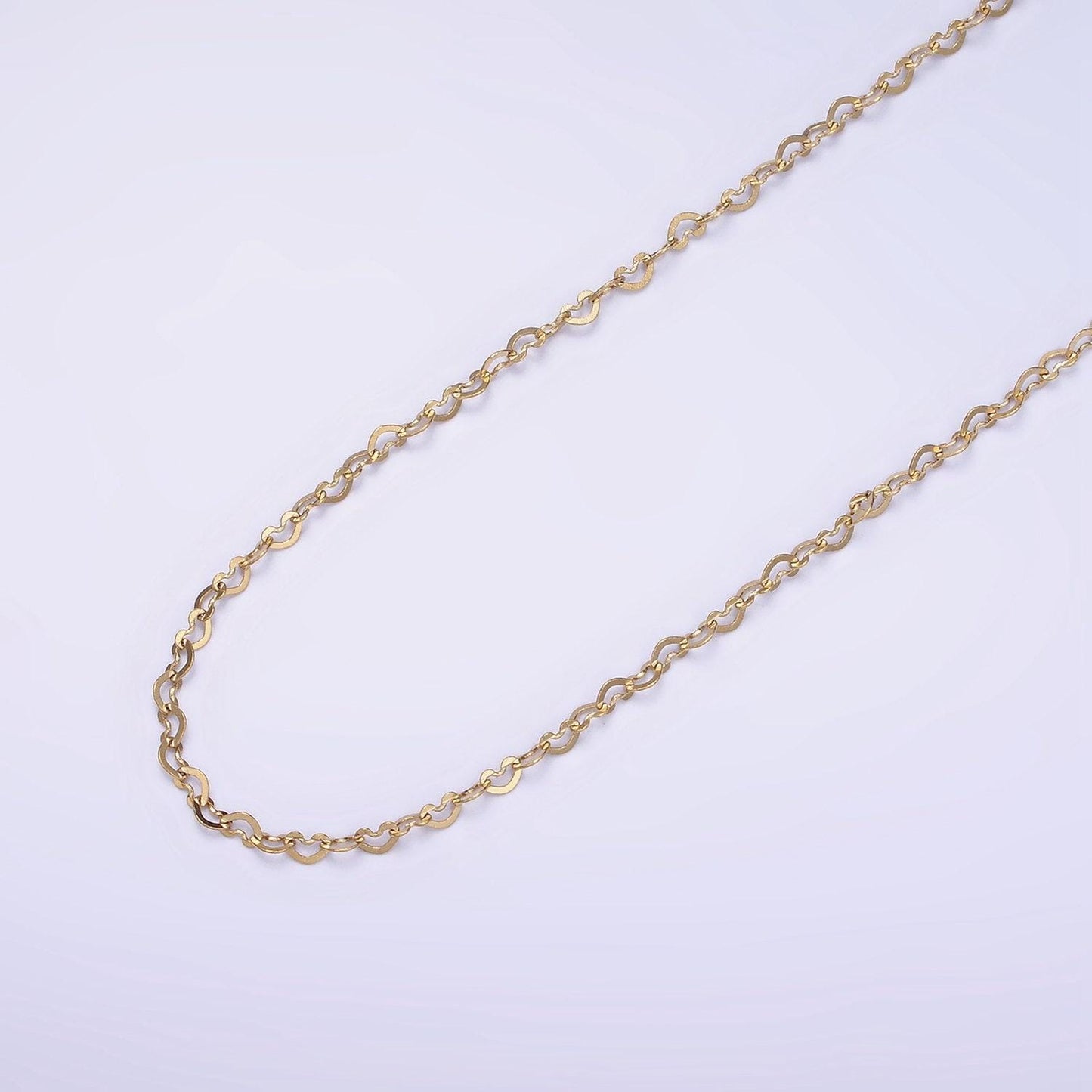 Gold stainless steel heart link gold chain by yard wholesale bulk roll chain for jewelry making width 2mm tarnish free roll-1473