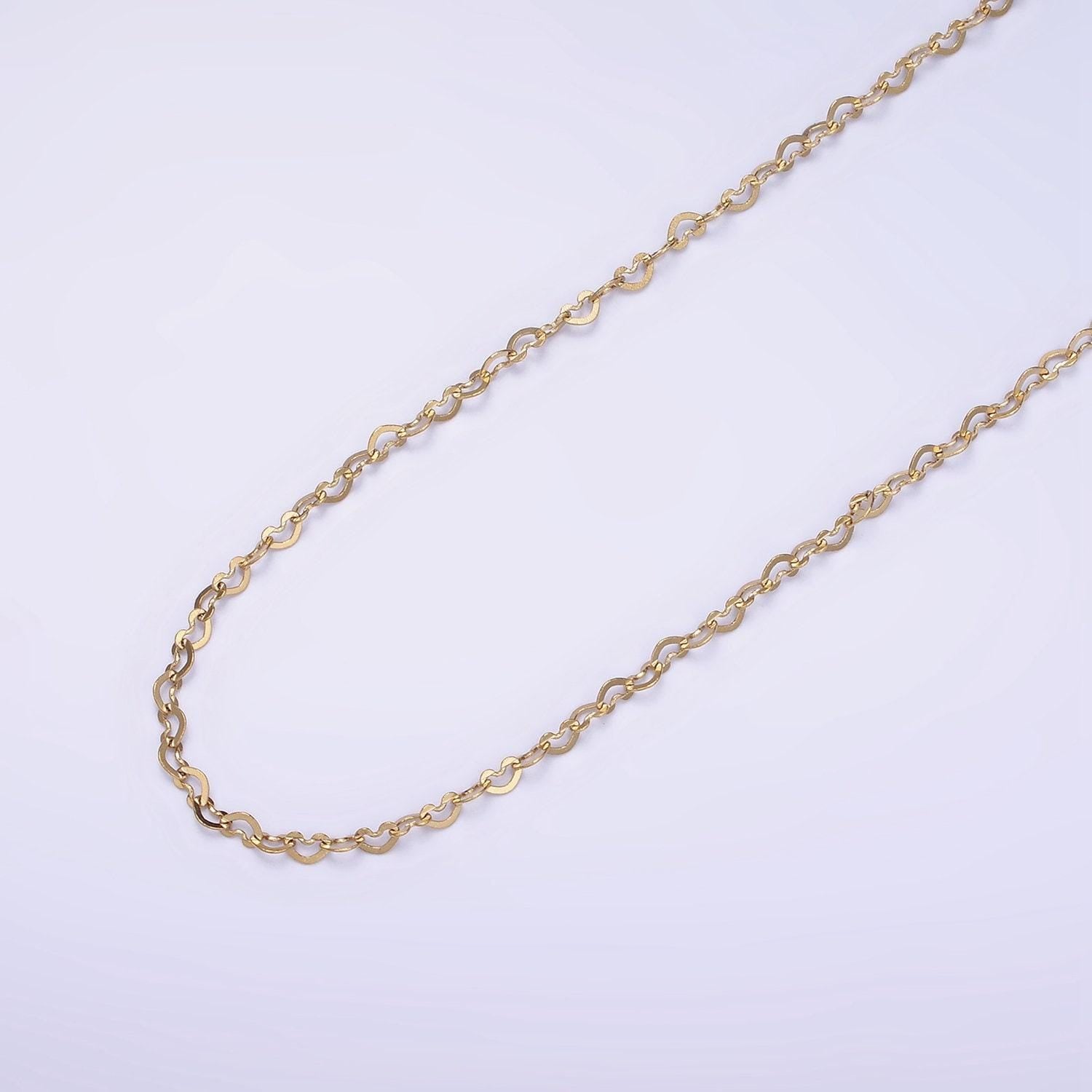 Gold stainless steel heart link gold chain by yard wholesale bulk roll chain for jewelry making width 2mm tarnish free roll-1473