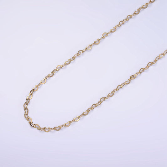 Gold stainless steel heart link gold chain by yard wholesale bulk roll chain for jewelry making width 2mm tarnish free roll-1473