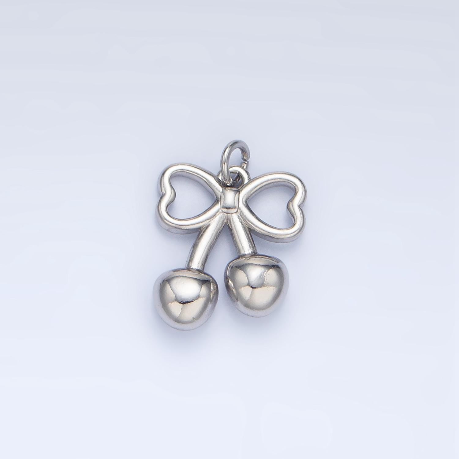 Dainty 24k gold filled cute ribbon bow charm for bracelet necklace earring component add-on charm cherry inispired | n1345