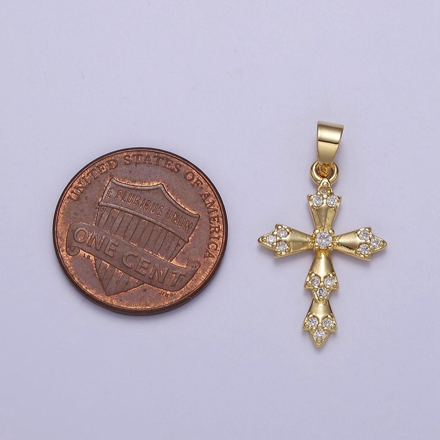 Cz cross charm pendant, gold filled cross with cubic zirconia stone for religious minimalist layering pendant j-440
