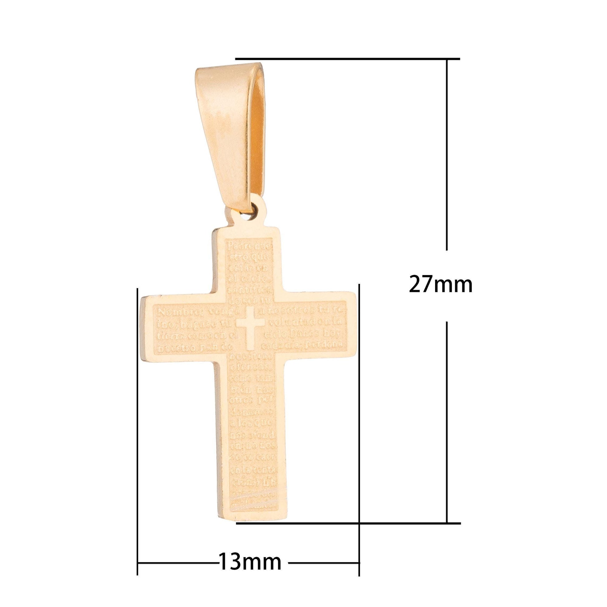 24k gold filled cross charm spanish the lord's prayer padre nuestro for layered necklace pendant religious charm for jewelry making j-439