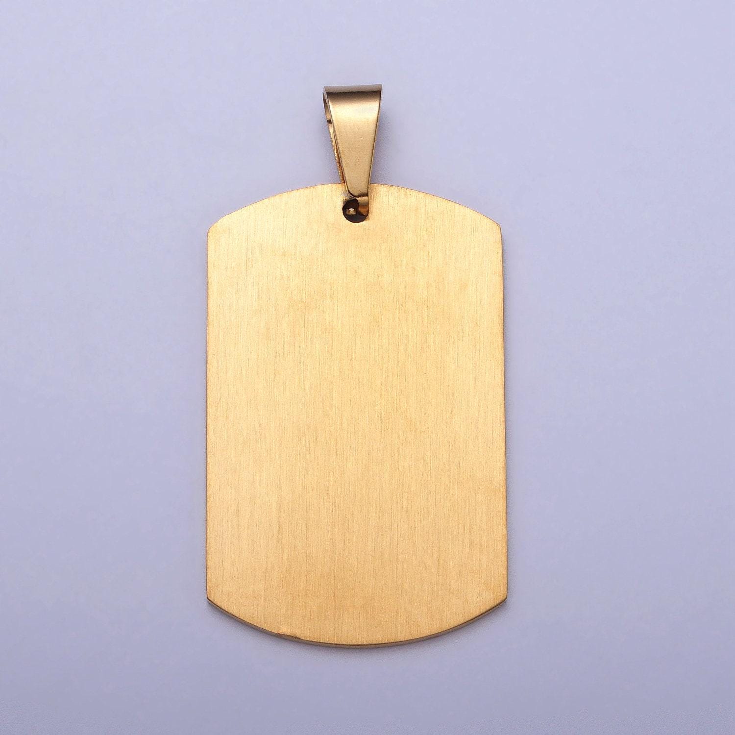 Gold engraved stainless steel military style dog tag pendant for personalize front, back or both blank tag jewelry making supply j431