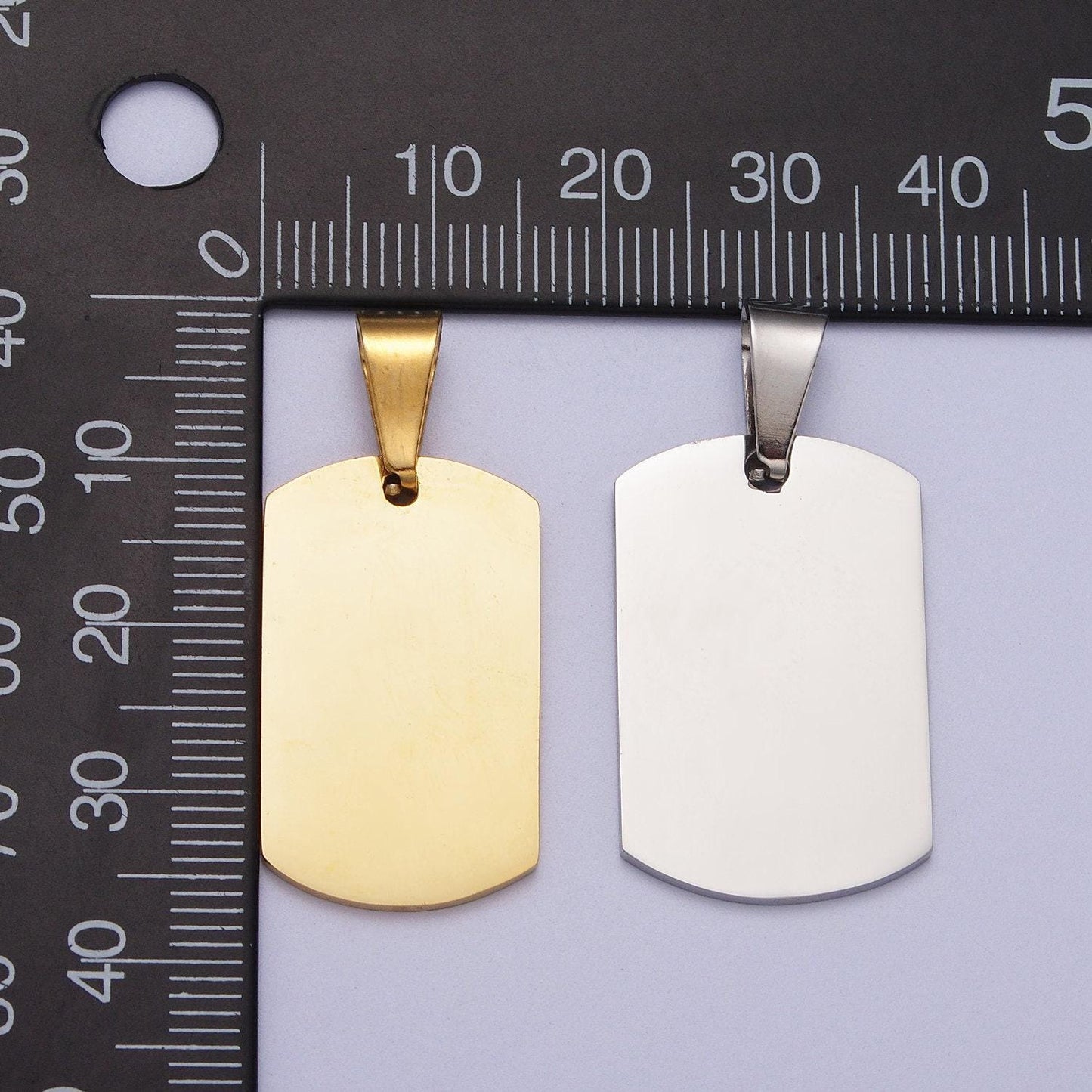 Gold engraved stainless steel military style dog tag pendant for personalize front, back or both blank tag jewelry making supply j431