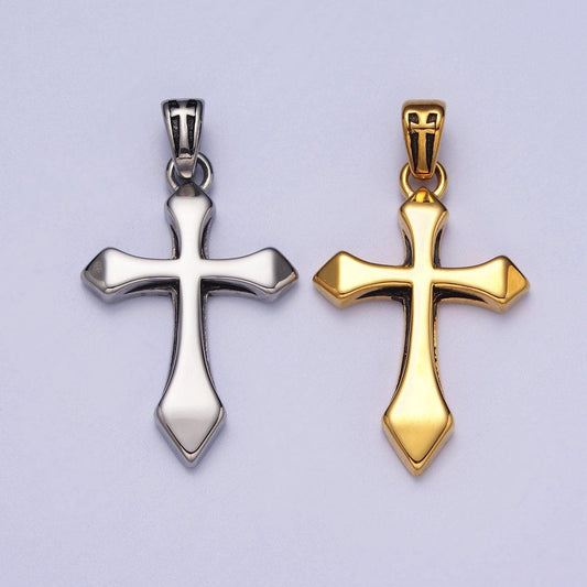 Gold cross necklace pendant for men stainless steel cross charm religious statement necklace for men waterproof tarnish free j393