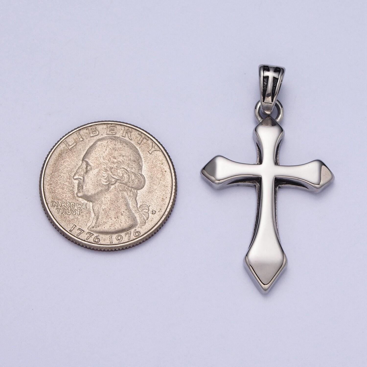 Gold cross necklace pendant for men stainless steel cross charm religious statement necklace for men waterproof tarnish free j393
