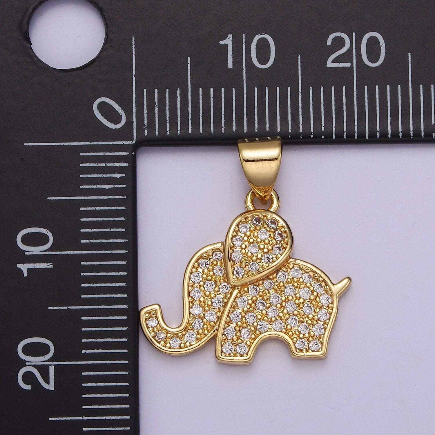 Dainty gold elephant pendant cubic wild animal safari inspired jewelry charm j-396