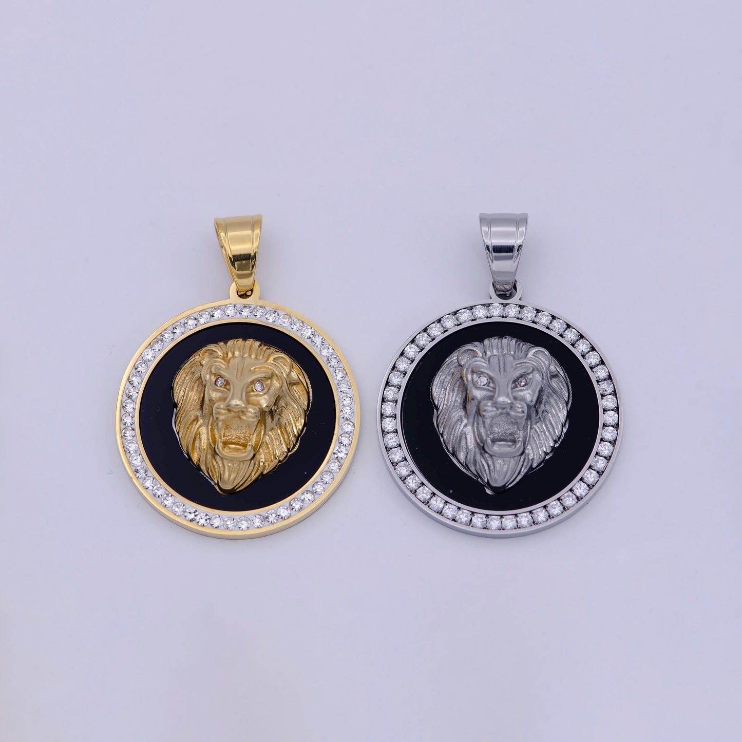 Silver 3d micro pave charm gold filled medallion, lion medallion pendant, lion jewelry, lion necklace charm for statement necklace component