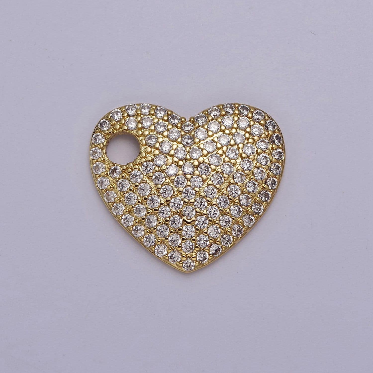 Gold cz heart charm 17x19mm pendant, layered necklace bracelet earring pendant dangle heart charm j-315