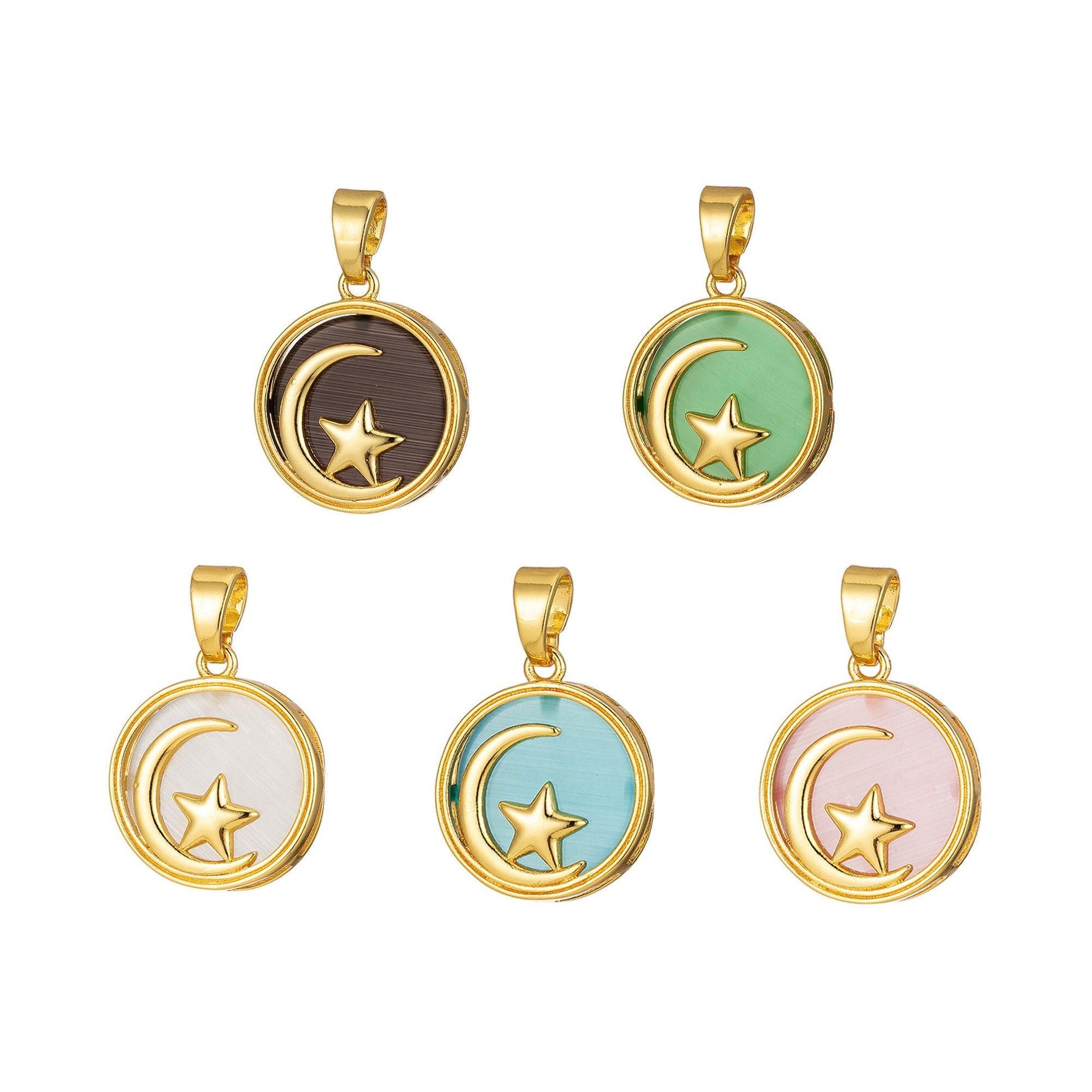 1pc celestial pendant crescent moon star dainty charm for necklace bracelet findings for jewelry making