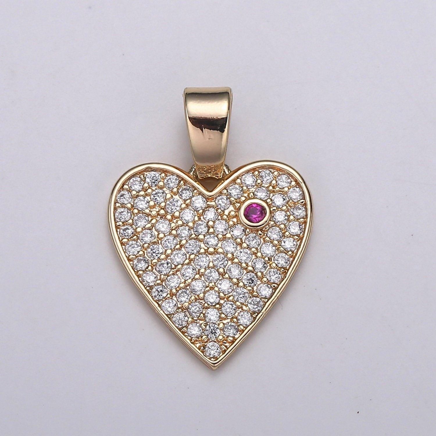 1pc 18k gold micro pave cz heart pendant charm, open heart micro pave cz pendant charm, pendant, for diy jewelry, j-284