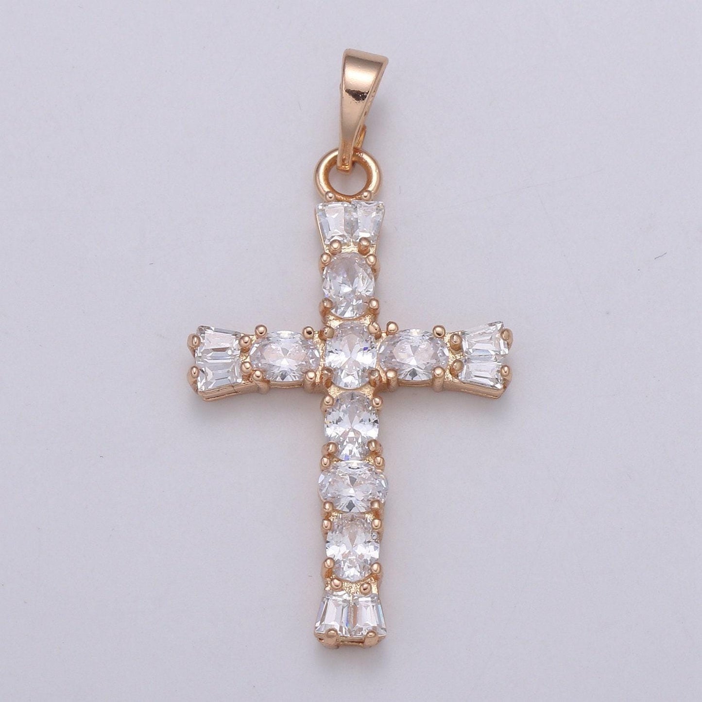 Clear crystal cross gold filled pendants j-273