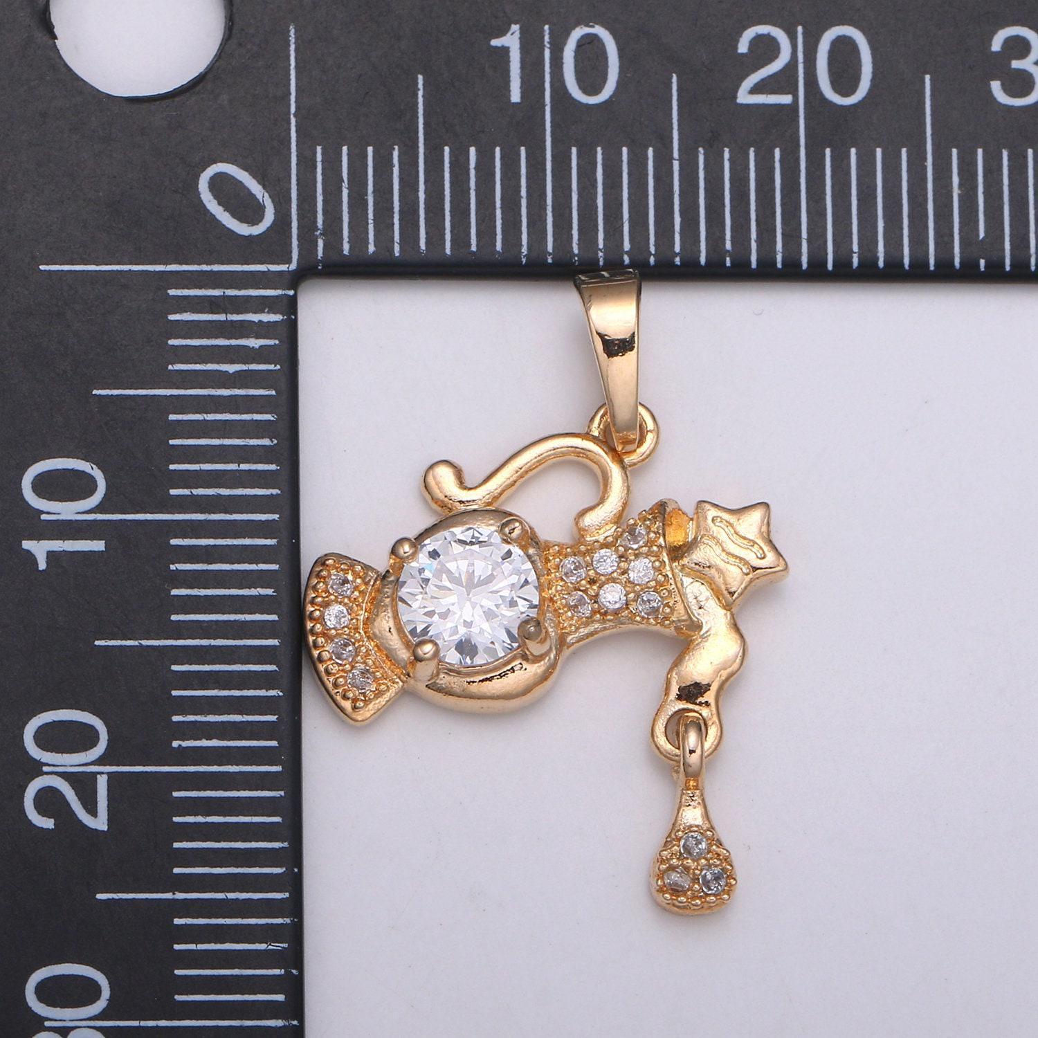 Dainty aquarius -zodiac horoscope sign constellation charm - celestial astrology medallion pendant for necklace
