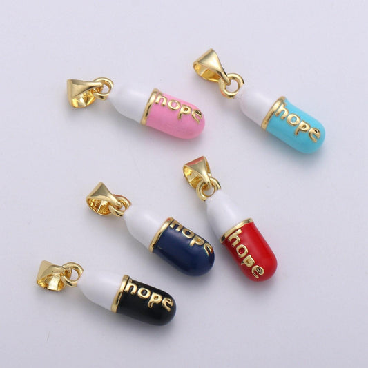 1pc. hope choose color pill charm necklace, dainty word charm,hope pill charm necklace pendant enamel optimist minimalist jewelry pdgf-2123