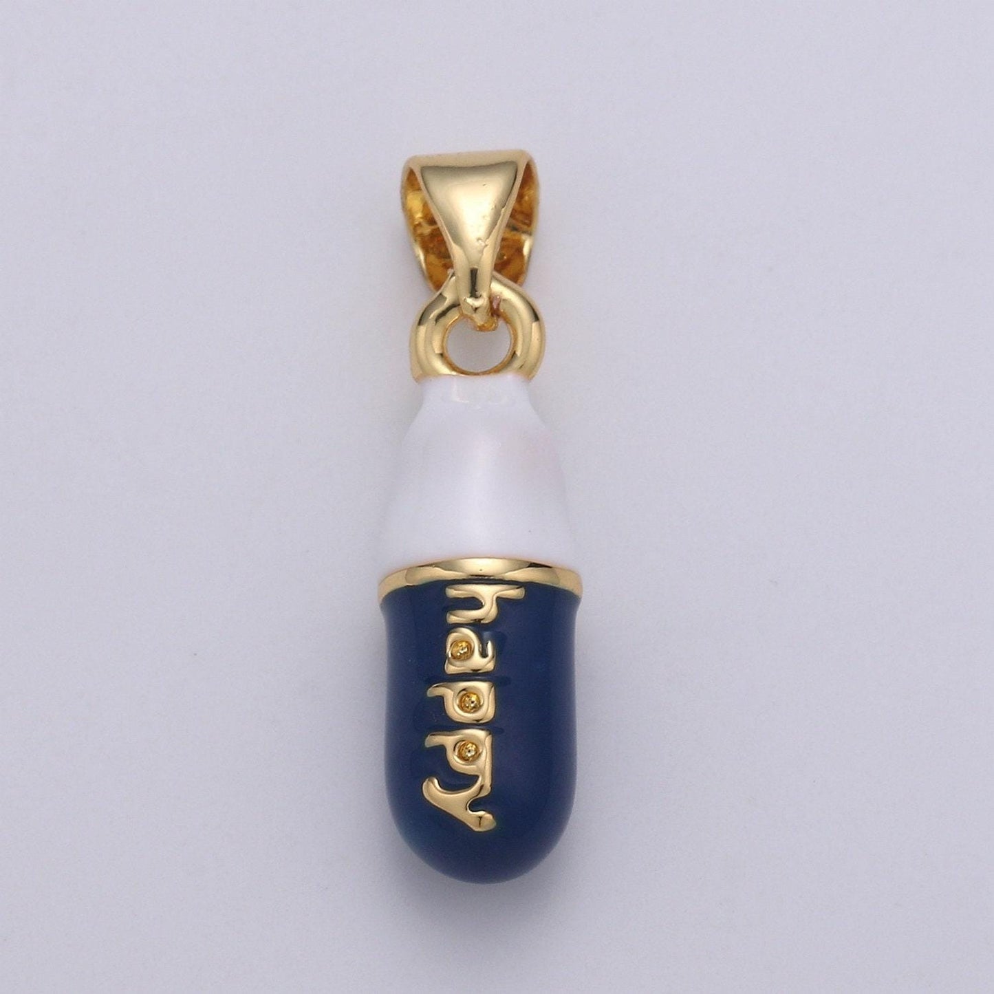 1pc. happy choose color pill charm necklace, dainty word charm,happy pill charm necklace pendant hope optimist minimalist jewelry pdgf-2120