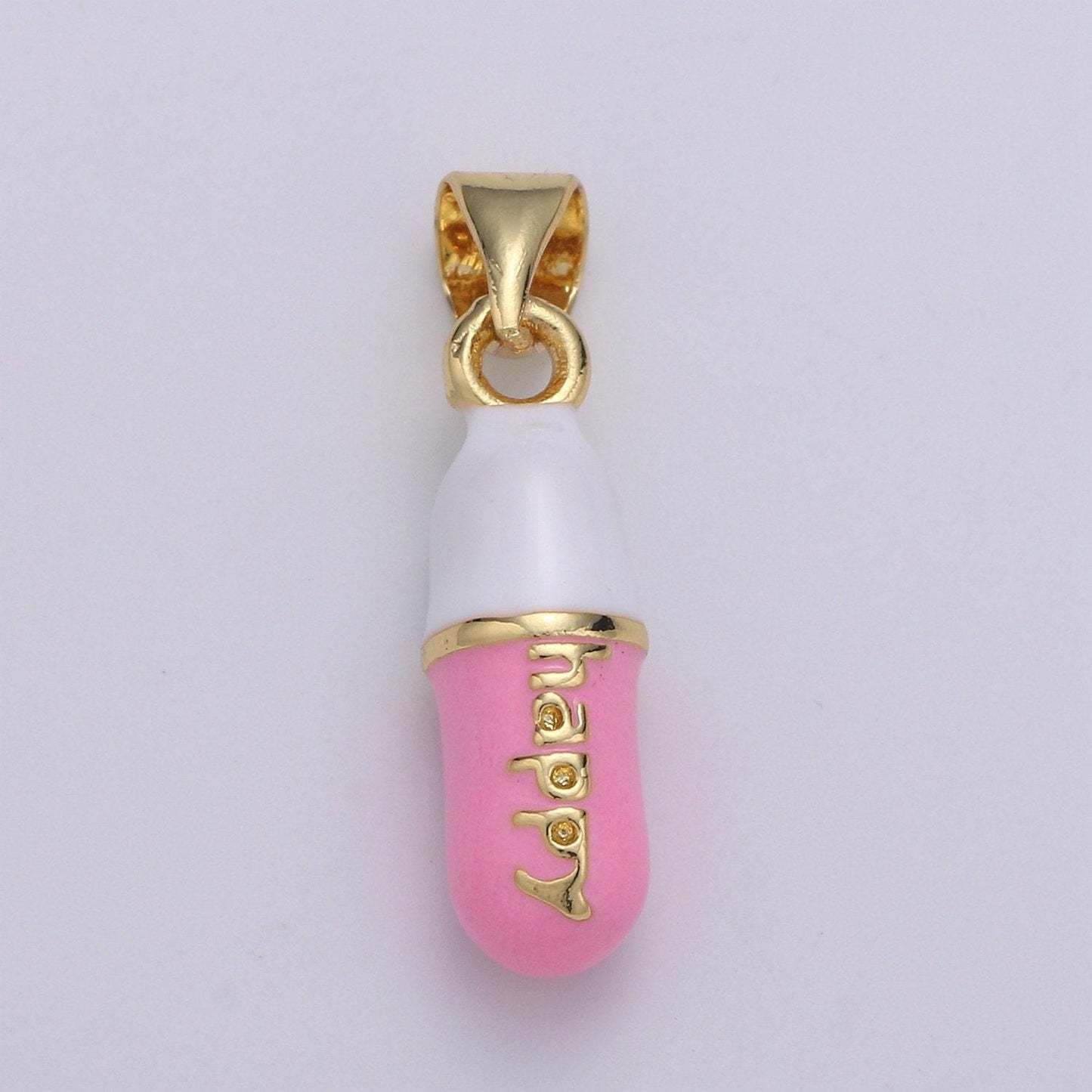 1pc. happy choose color pill charm necklace, dainty word charm,happy pill charm necklace pendant hope optimist minimalist jewelry pdgf-2120