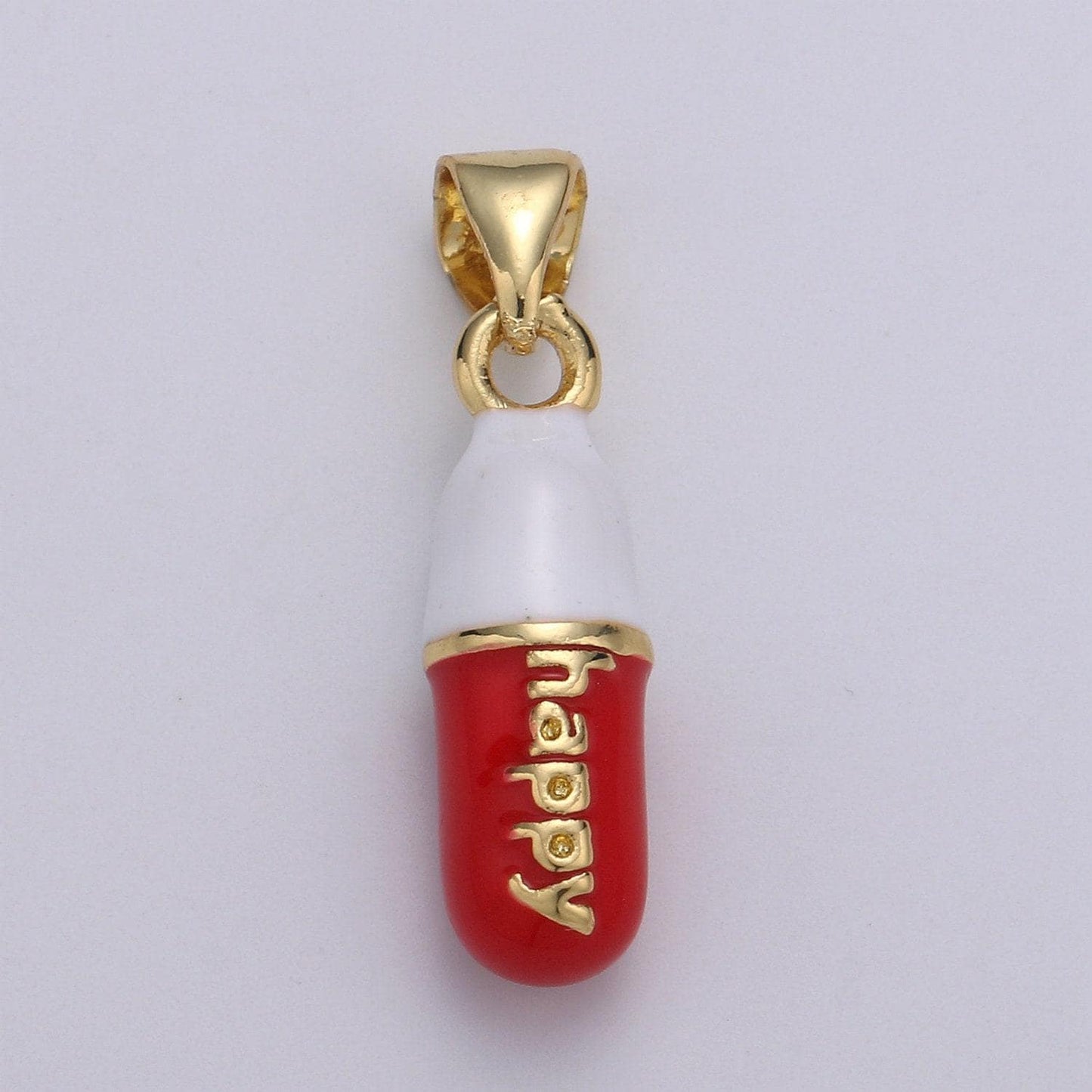 1pc. happy choose color pill charm necklace, dainty word charm,happy pill charm necklace pendant hope optimist minimalist jewelry pdgf-2120