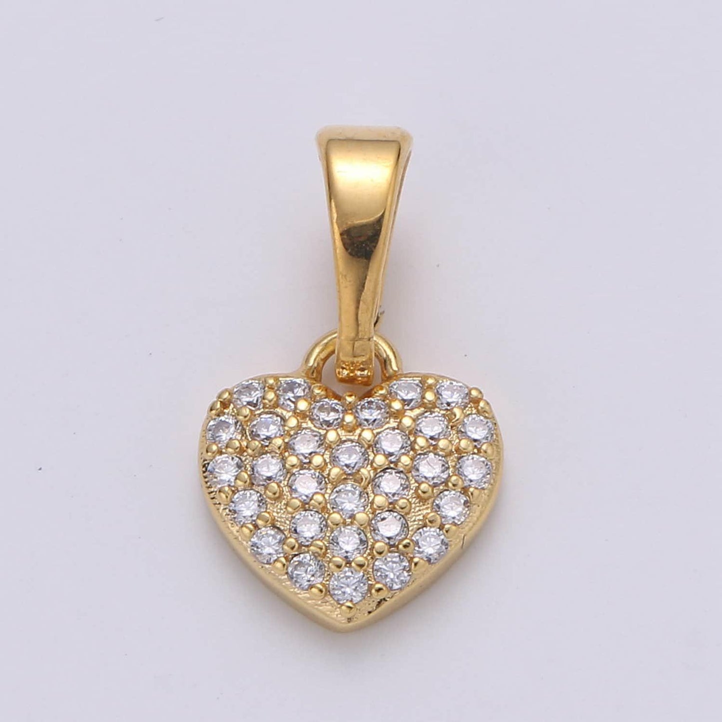1pc 24k gold micro cubic pave heart pendant charm, 15mmx8mm love dainty micro pave cz pendant charm, for diy jewelry, pdgf-2097