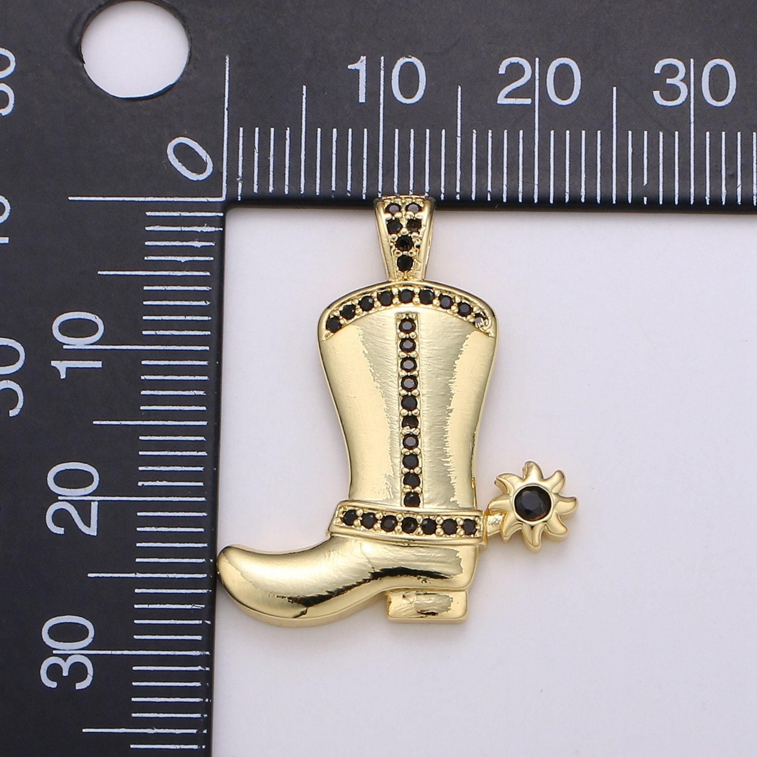 24k gold cowboy boot charm, gold cowboy boots charm for necklace or bracelet, cowgirl charm, rodeo cowgirl jewelry pd 2027